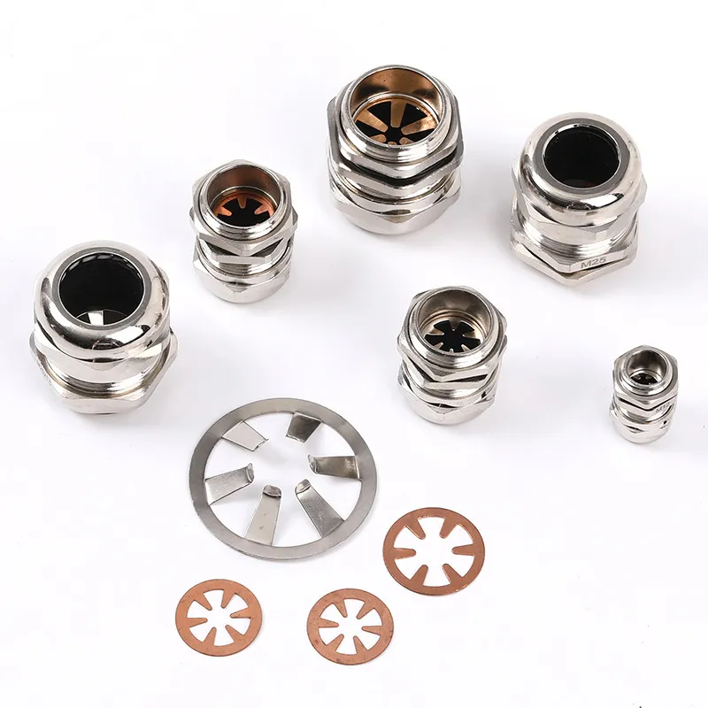 Brass Nickel-Plated EMC Cable Gland Metric Thread Type - Image 3